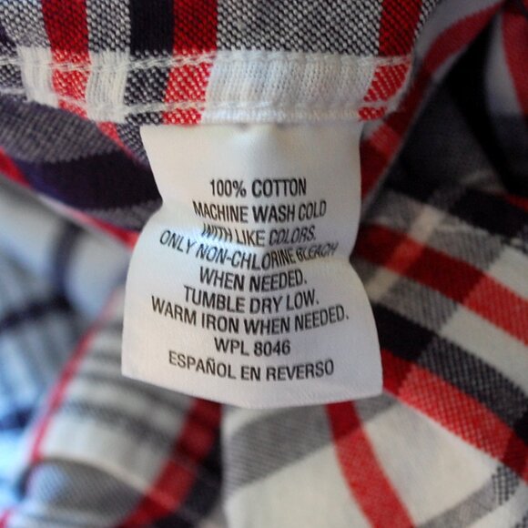 Club Room Red White Blue 100% cotton plaid button down shirt - Picture 3 of 4